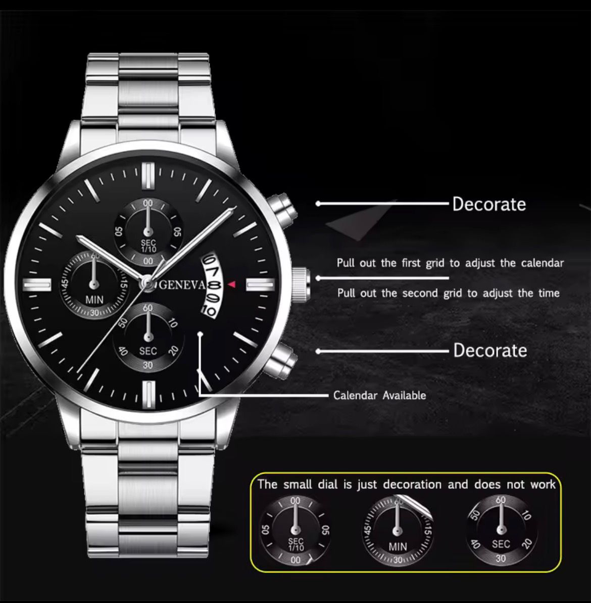 Orologio da Uomo Elegante Deyros – Design Minimalista in Acciaio, Movimento al Quarzo con Calendario